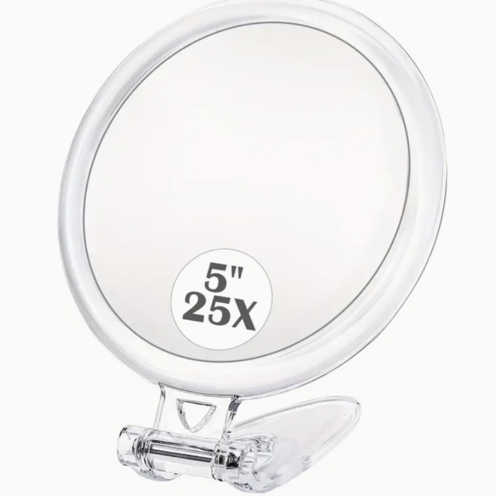 25X Magnifying Mirror with Handle + FREE TWEEZERS